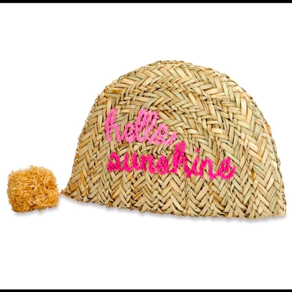 NWT mud pie hello sunshine straw clutch